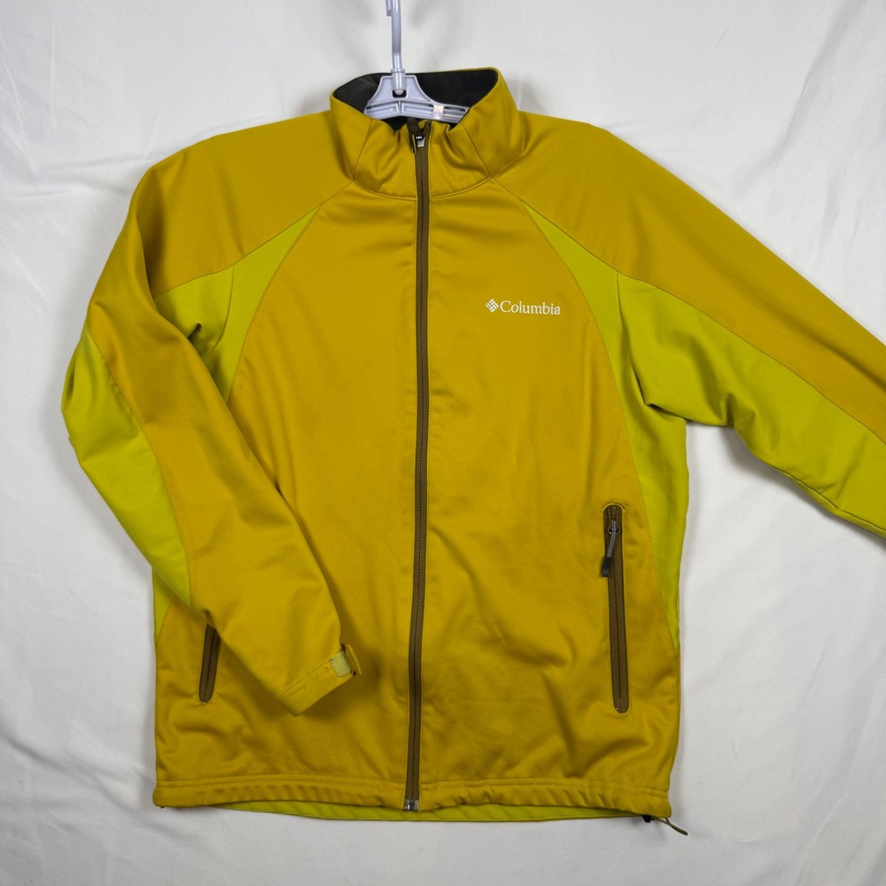 Columbia Omni-Heat Omni-Wind Block Softshell Jacket Mens Small Yellow Mustard